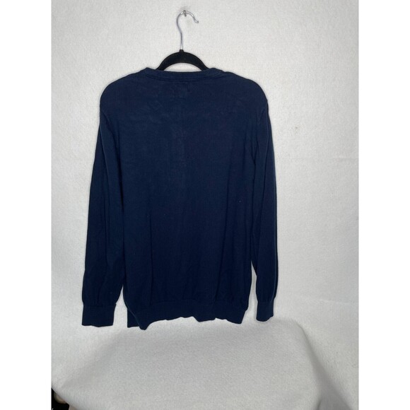 LL Bean Sweater Mens XXL Tall 2XLT V Neck Navy Blue Cotton Cashmere - Picture 6 of 8